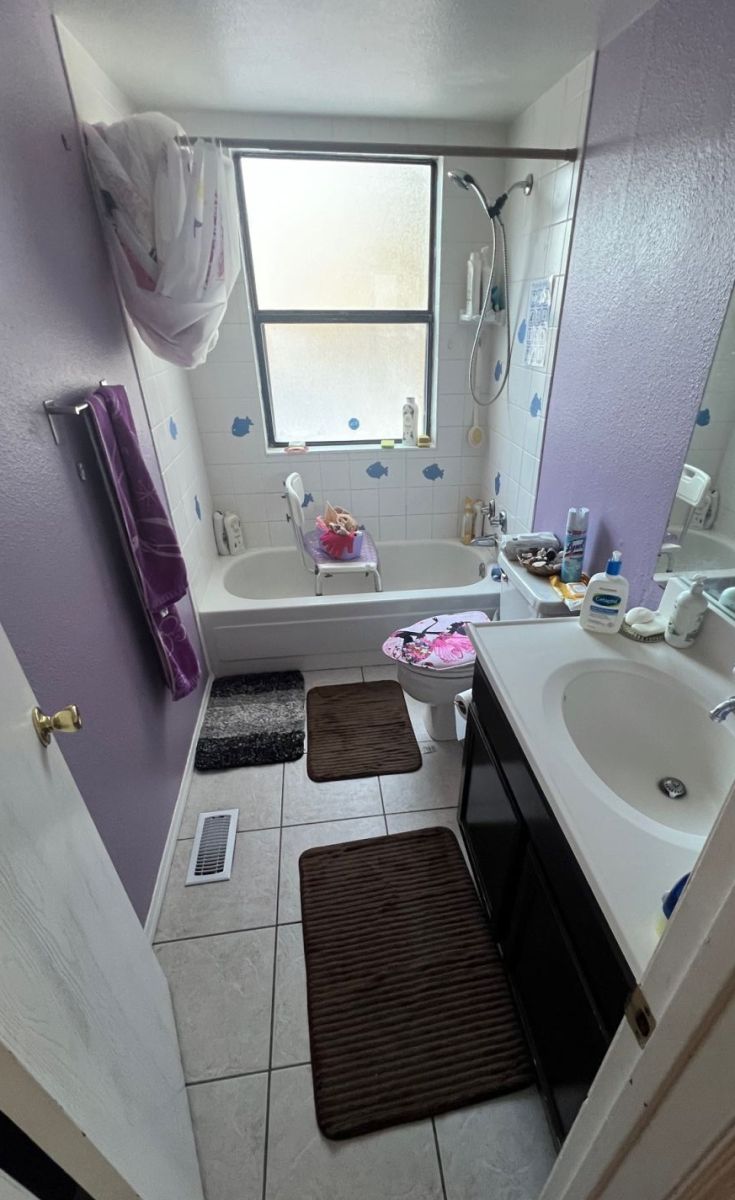 Purple Bathroom Before